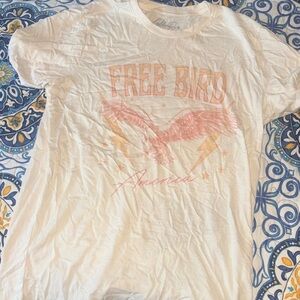 Free Bird Graphic Tee - White and Pink
